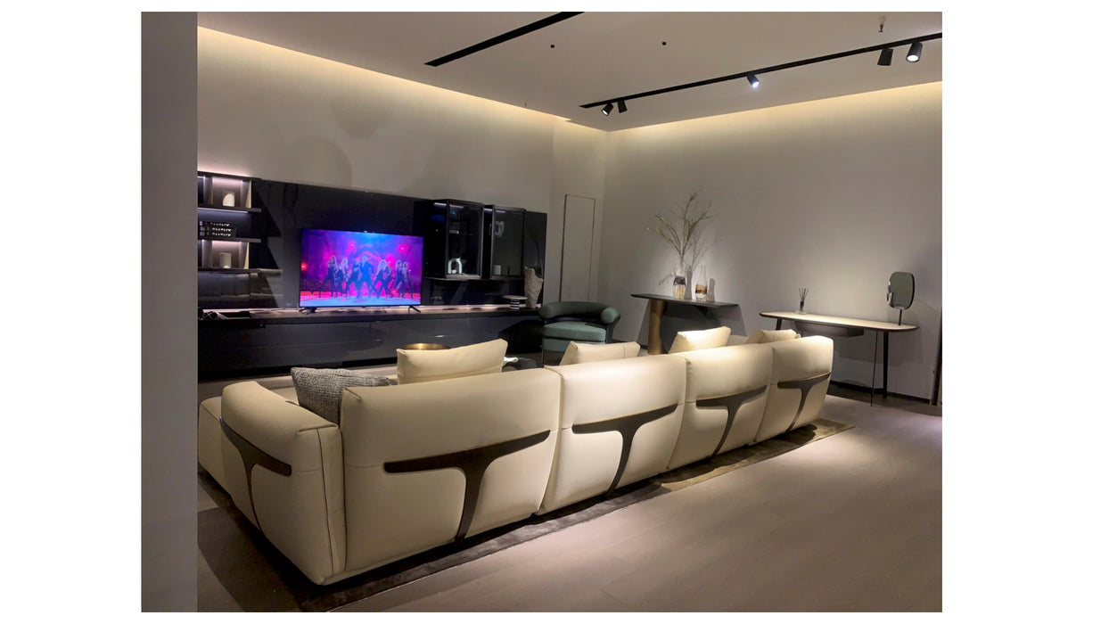 Rising Italian Minimalist Full Top-layer Cowhide Genuine Leather Sofa for Modern Large-sized Living Room and Light Luxury Style