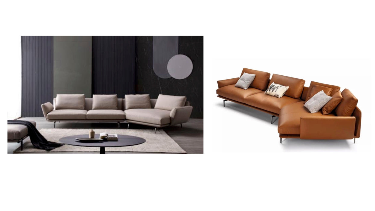 Italian Design Modern L Shape Upholstered Leather Living Room Furniture Sitting Room Corner Sofa Set