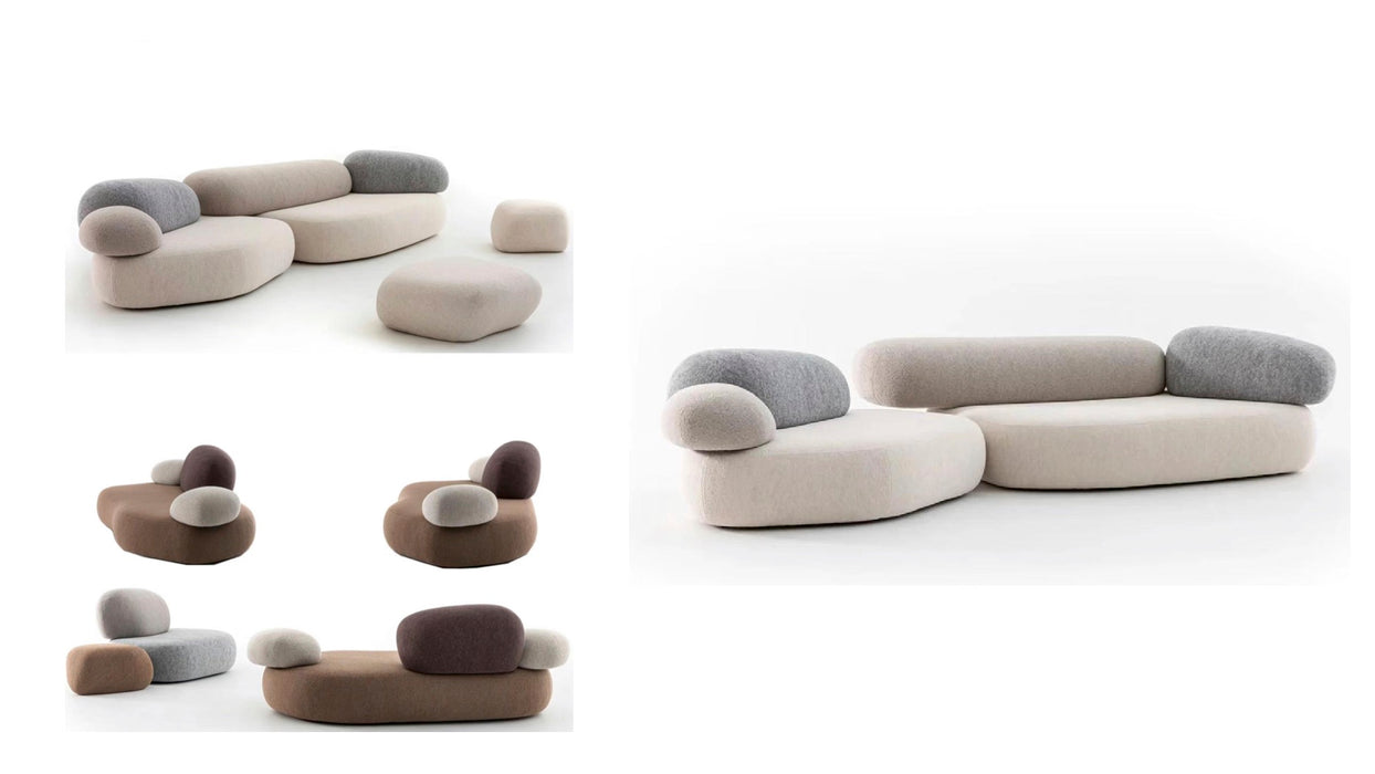 02 Creative pebble sofa combination module special-shaped size apartment rock design curved stone sofa