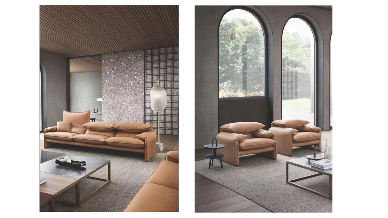 Designed Sofa Leather Three-Seater Sofa for Living Room