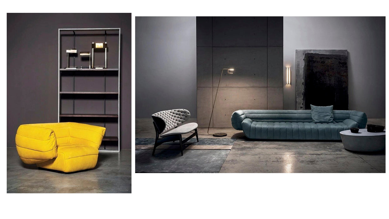 Nordic High End Genuine Leather Corner Sofa Set 7 Seater Sectional Couch Italian Velvet Sectional Sofa and Chair