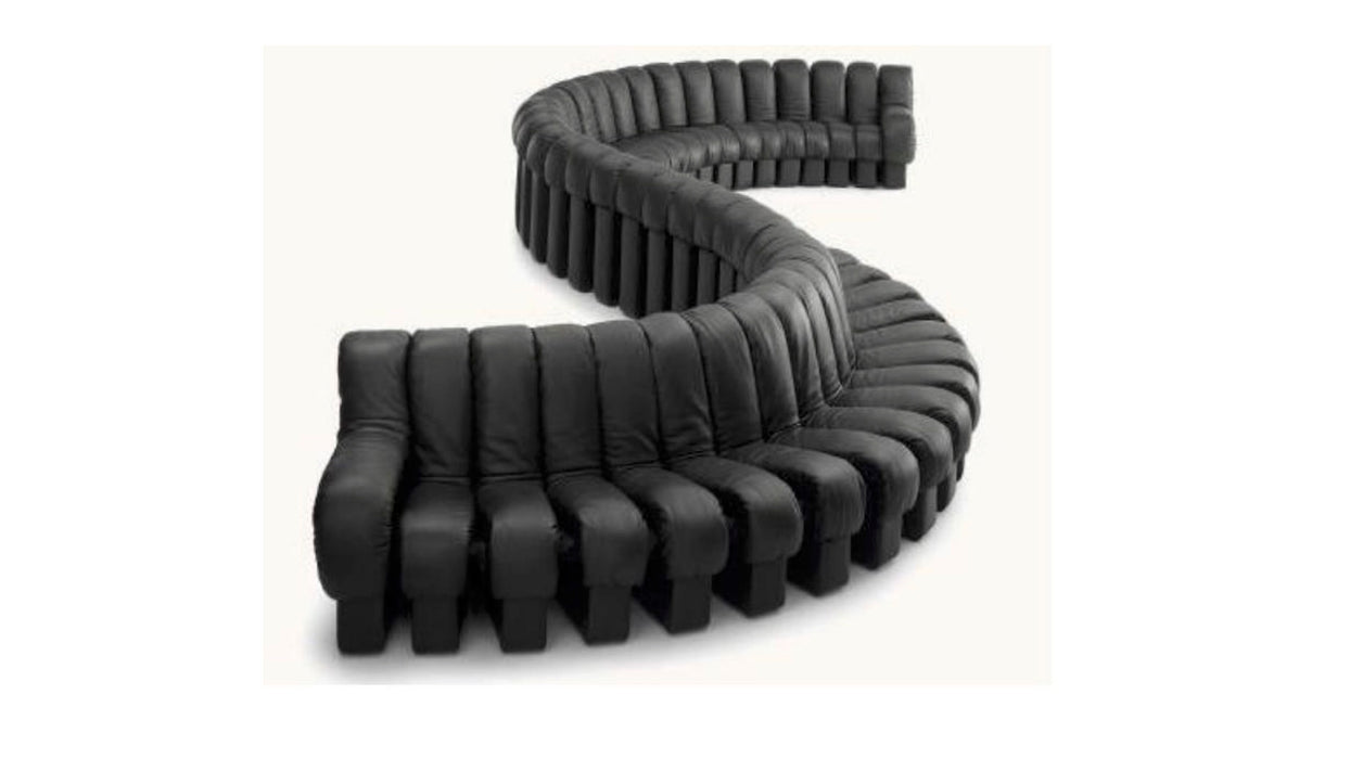 ATUNUS Luxury Unique De Sede DS 600 Designer Sofa Snake Black Leather Curved Modular Sectional Sofa Couch Set