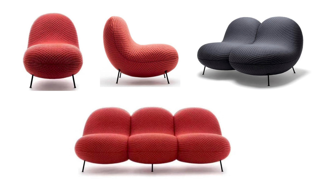 Modern Living Room Furniture 1+2+3 Seat Fabric Red Bababa Sofa