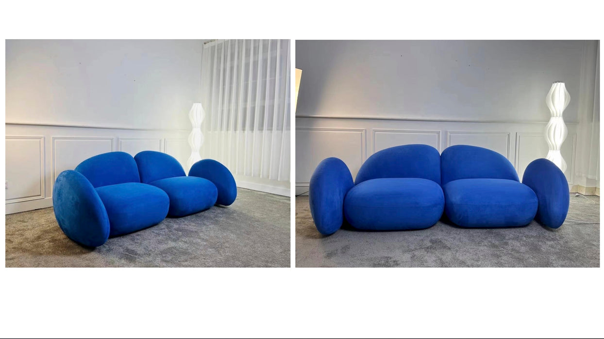 French retro small apartment living room fabric three-person stone sofa designer creative special-shaped beauty salon