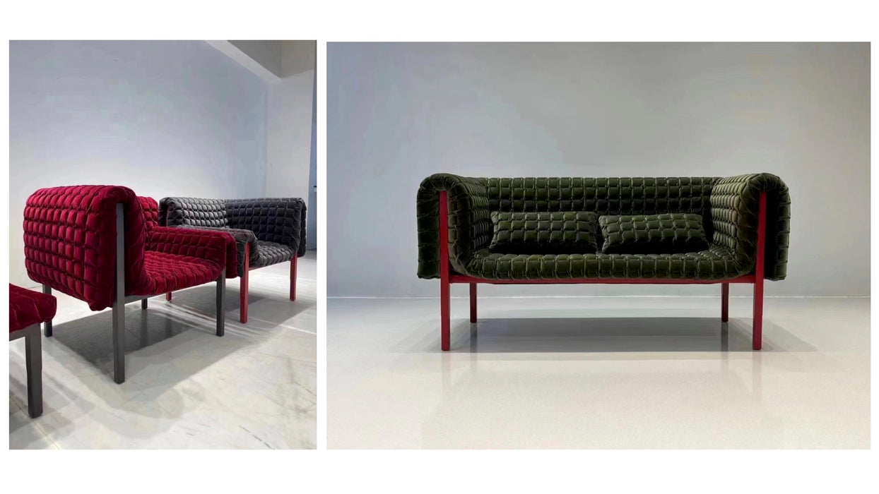 Modern Tufted Velvet Fabric Sofa Furniture Hotel Living Room Sectional Sofa with Solid Wood Frame