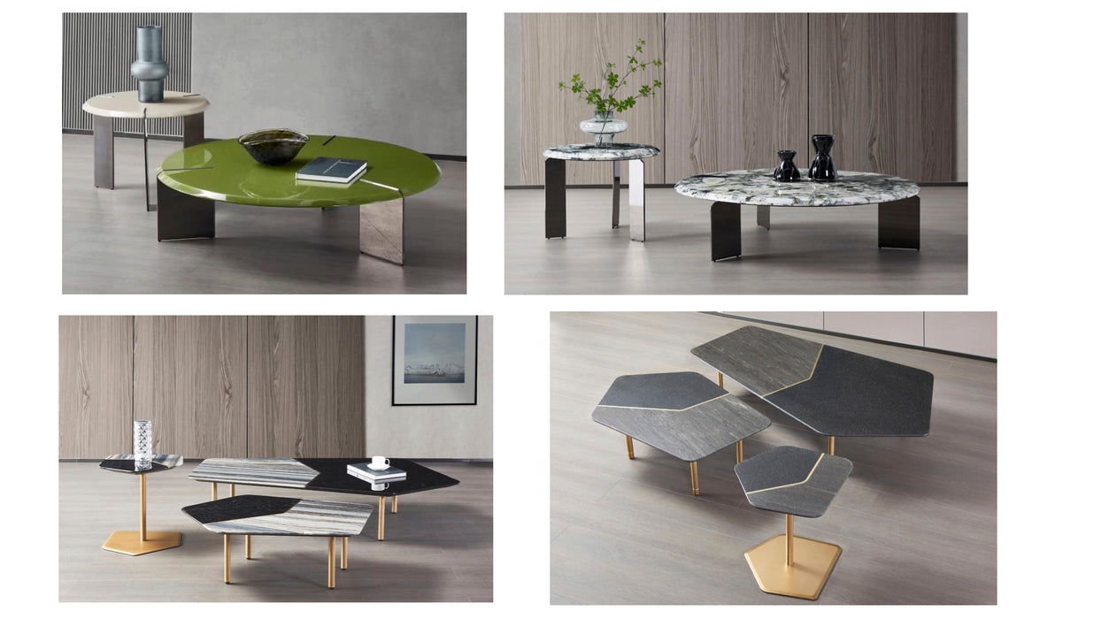 Modern White Stone Coffee Table with Acrylic Legs and Scratch Resistant - 28"L x 28"W x 14"H