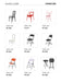 Grid of plastic chairs with labels on a white background