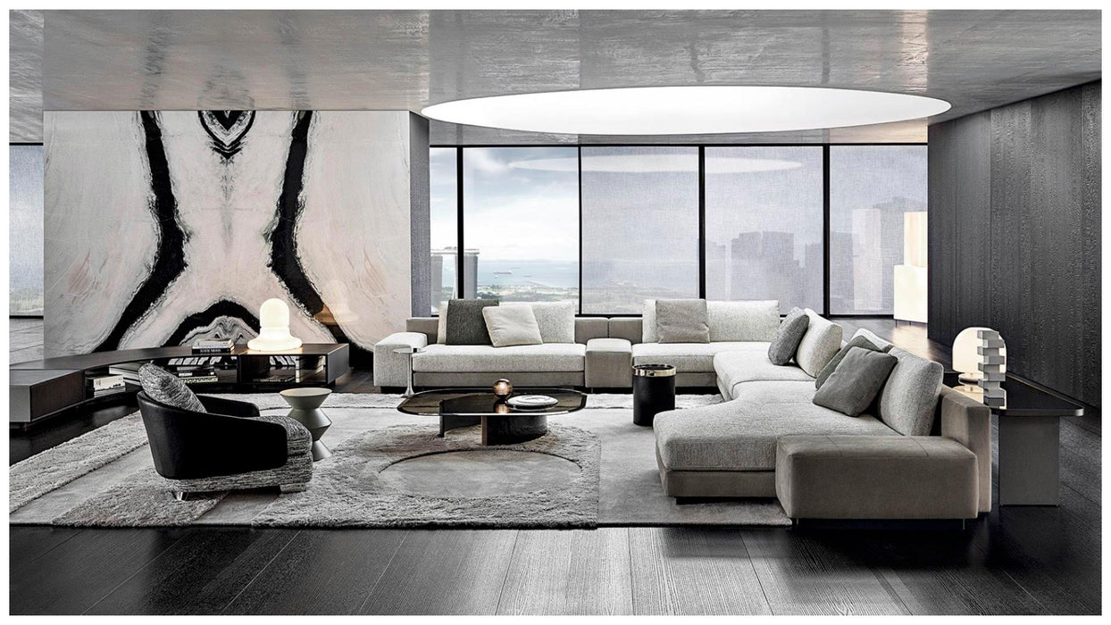 High-end Fabric Sofa Simple Modern Italian Corner Curved Living Room Sofa Combination Set Nordic Style Furniture