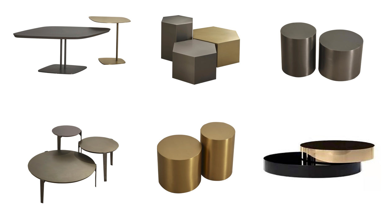 Nesting Coffee Table, Brushed Gold Coffee Table for Living Room, Bronze Coffee Tables 2 in 1