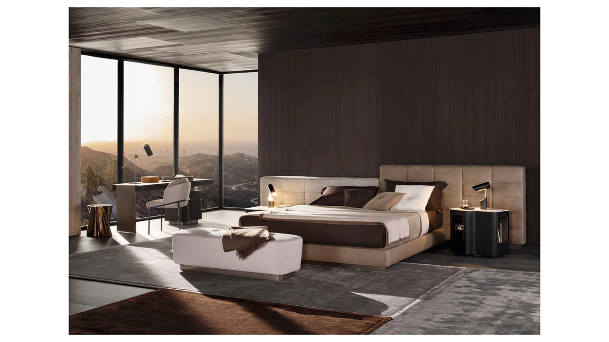 Portofino Villa Big Size Bed Set Hotel Lobby Custom Light Luxury Luxury Bed Brown Velvet Queen Bed Modern Bedroom Furniture Set