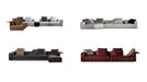 Four different designs of modern sofas on a white background