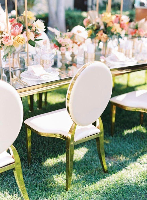 6 Pcs White Party Chairs Guest Chair Events Stackable Metal Banquet Terrace Royal Sillas Plegables Para Evento Wedding Crystal