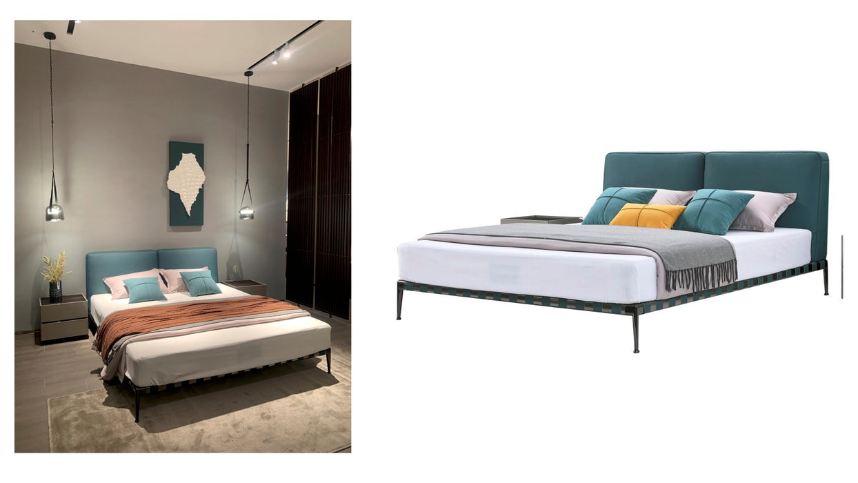 Ekar Furniture Sleek Black Stainless Steel Bed Modern Crystal Design with Soft Style Available in King Queen Double Sizes
