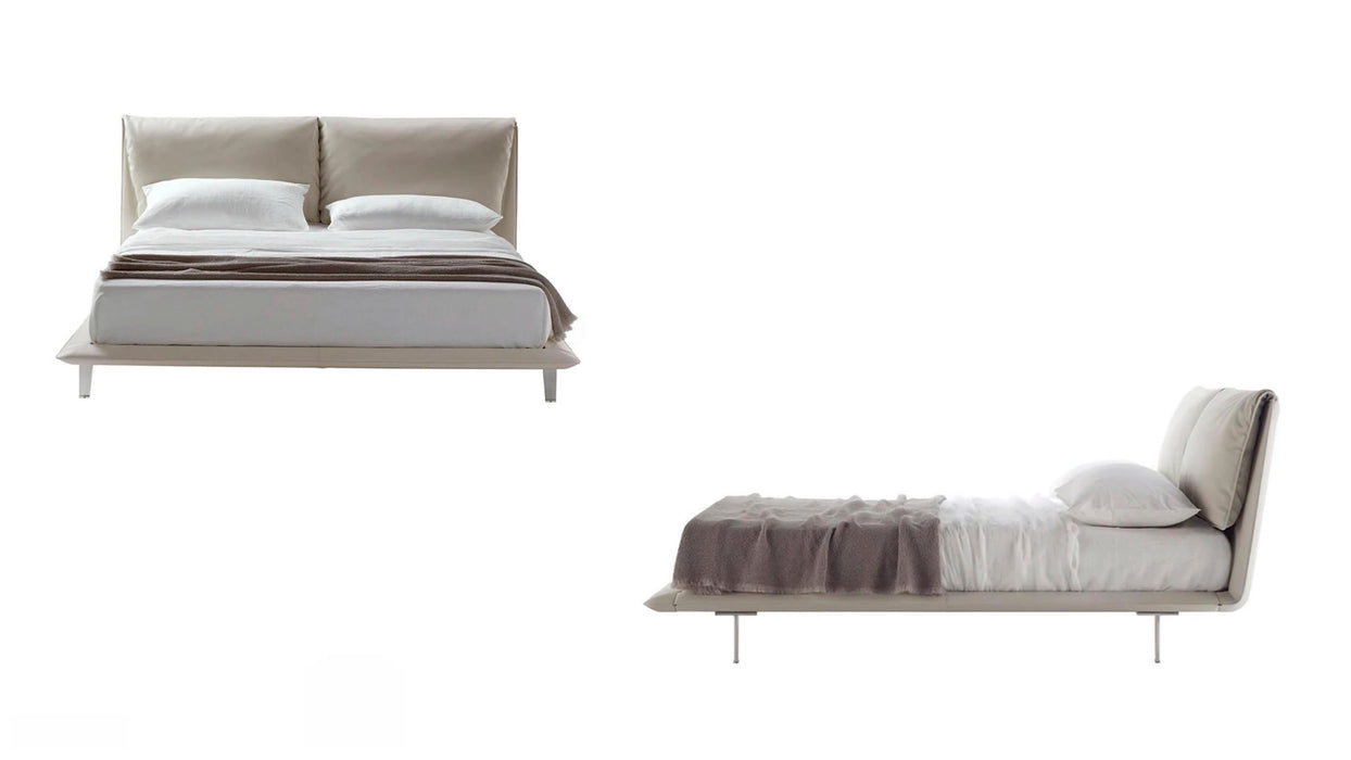 Customizable Wooden Bed Frame with a Simple Design and a Soft, Comfortable King-Size Bed.