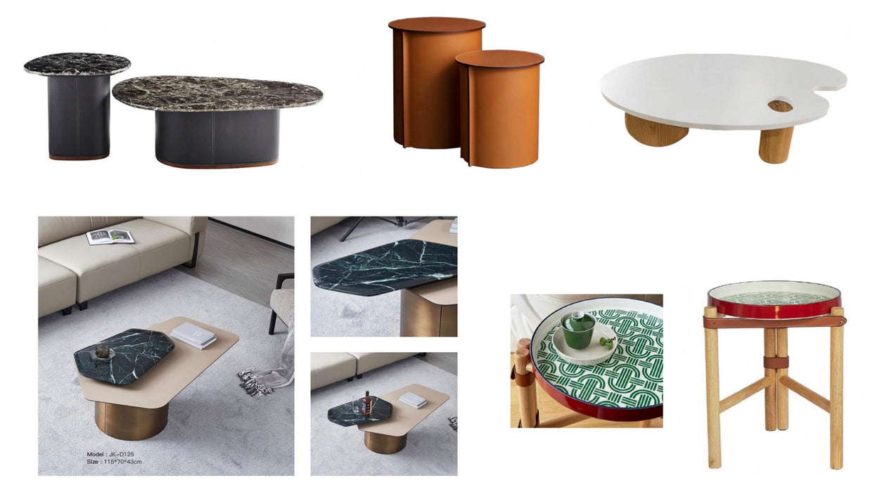 Luxury Modern Furniture Tea Table Living Room Marble Top Walnut Veneer Coffee Table