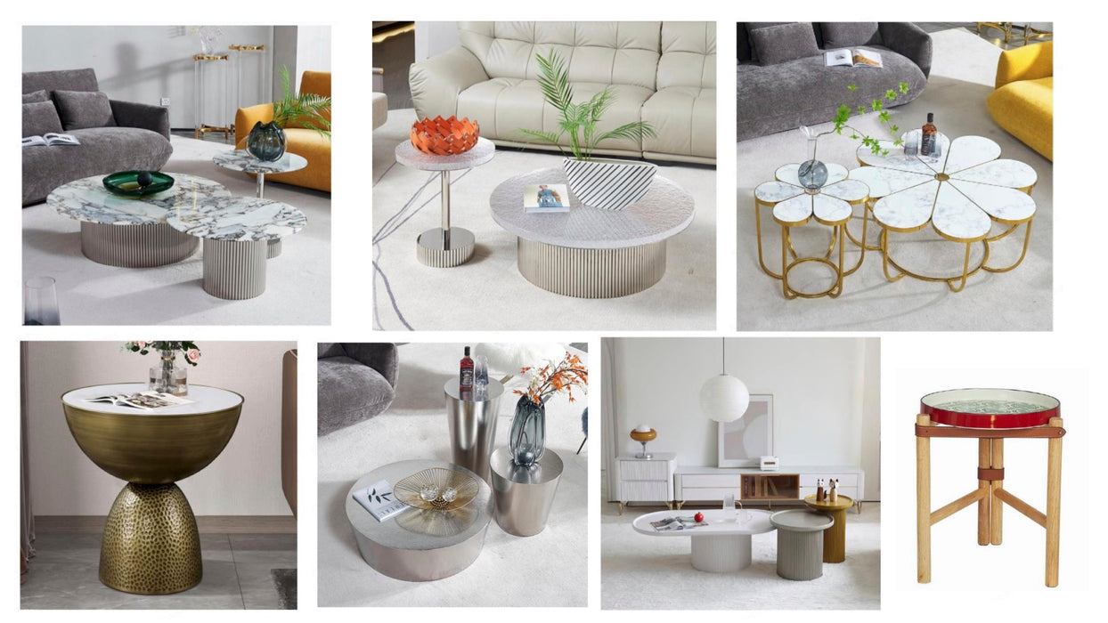 Modern Nestin Coffee Table Set of 3 Geometric Tables in Different Sizes for Flexible Living Room Arrangement