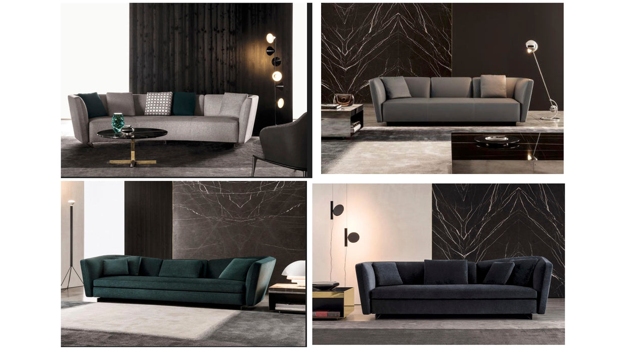 Luxurious Simple Large Soft Leather Gray Curved Modular Home Living Room Sofa