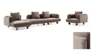 Brown sectional sofa with two armchairs on a white background